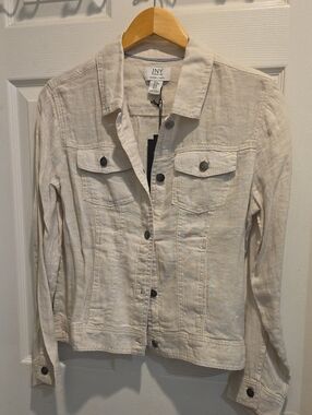 Jones New York Cream Denim Jacket with Button Front